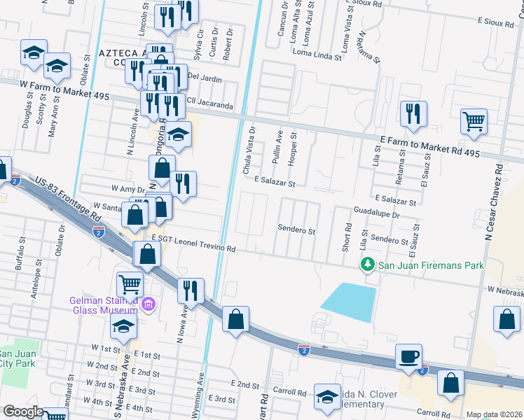 map of restaurants, bars, coffee shops, grocery stores, and more near 1200 San Ramon Street in San Juan