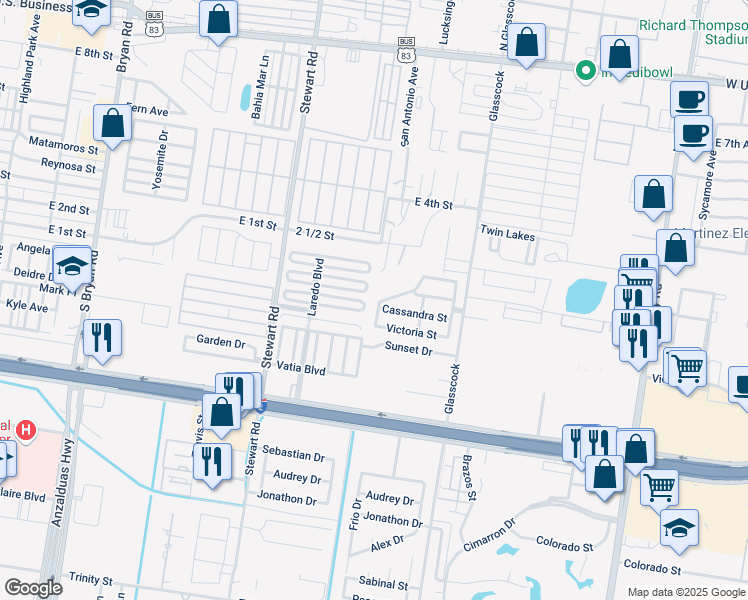 map of restaurants, bars, coffee shops, grocery stores, and more near 113 Davina Street in Mission