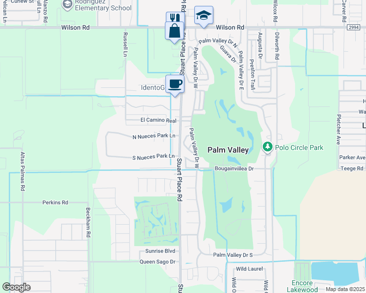 map of restaurants, bars, coffee shops, grocery stores, and more near 5657 Byron Nelson Dr in Harlingen