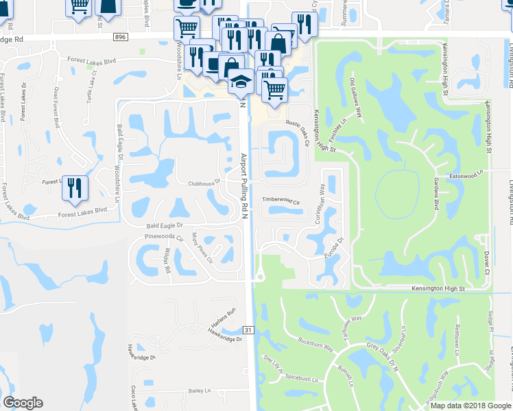 map of restaurants, bars, coffee shops, grocery stores, and more near 3438 Timberwood Circle in Naples