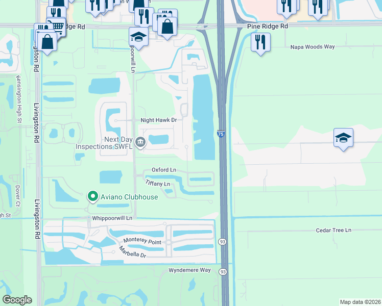 map of restaurants, bars, coffee shops, grocery stores, and more near 1046 Albany Court in Naples