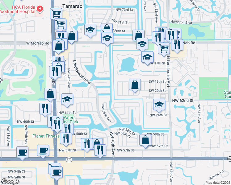 map of restaurants, bars, coffee shops, grocery stores, and more near 2002 Southwest 87th Avenue in North Lauderdale