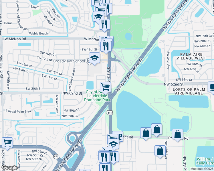 map of restaurants, bars, coffee shops, grocery stores, and more near 6041 Southwest 19th Place in North Lauderdale
