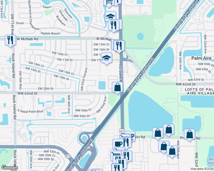 map of restaurants, bars, coffee shops, grocery stores, and more near 1975 Southwest 60th Terrace in North Lauderdale