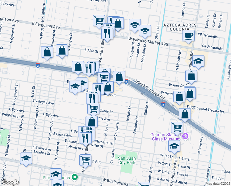 map of restaurants, bars, coffee shops, grocery stores, and more near 706 Alameda Street in San Juan