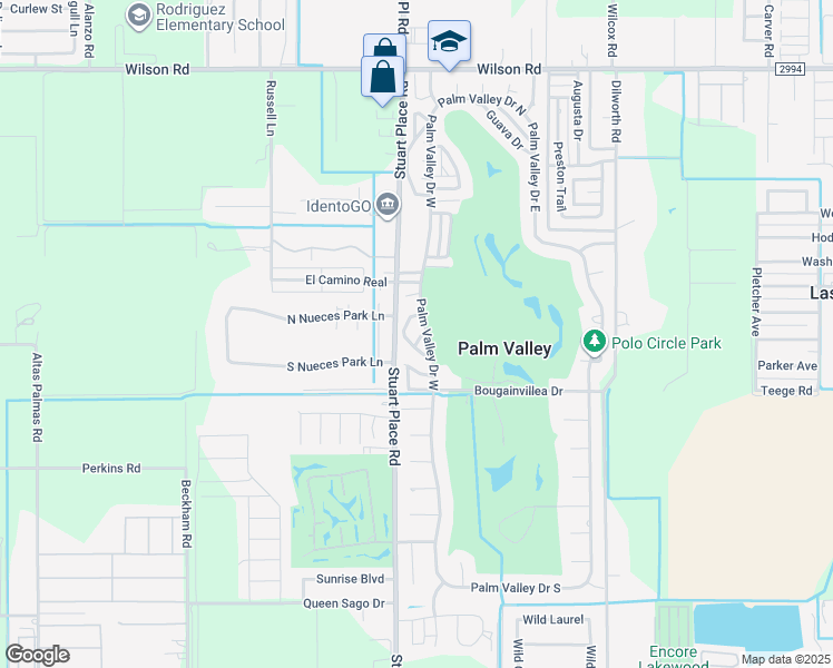 map of restaurants, bars, coffee shops, grocery stores, and more near 5657 Byron Nelson Drive in Harlingen