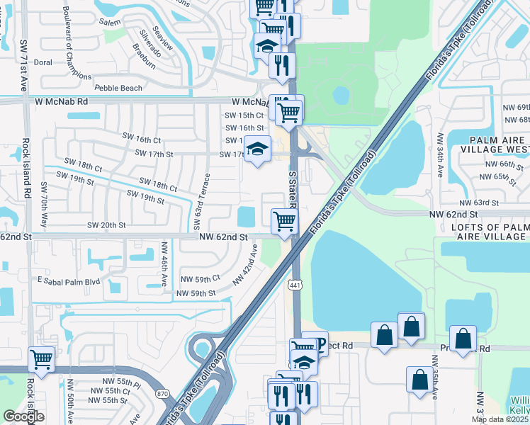 map of restaurants, bars, coffee shops, grocery stores, and more near 6041 Southwest 19th Place in North Lauderdale