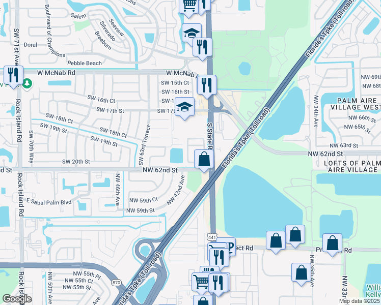 map of restaurants, bars, coffee shops, grocery stores, and more near 6041 Southwest 19th Place in North Lauderdale
