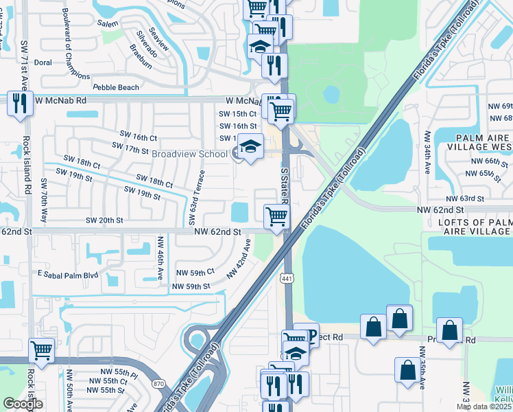 map of restaurants, bars, coffee shops, grocery stores, and more near 1975 Southwest 60th Terrace in North Lauderdale