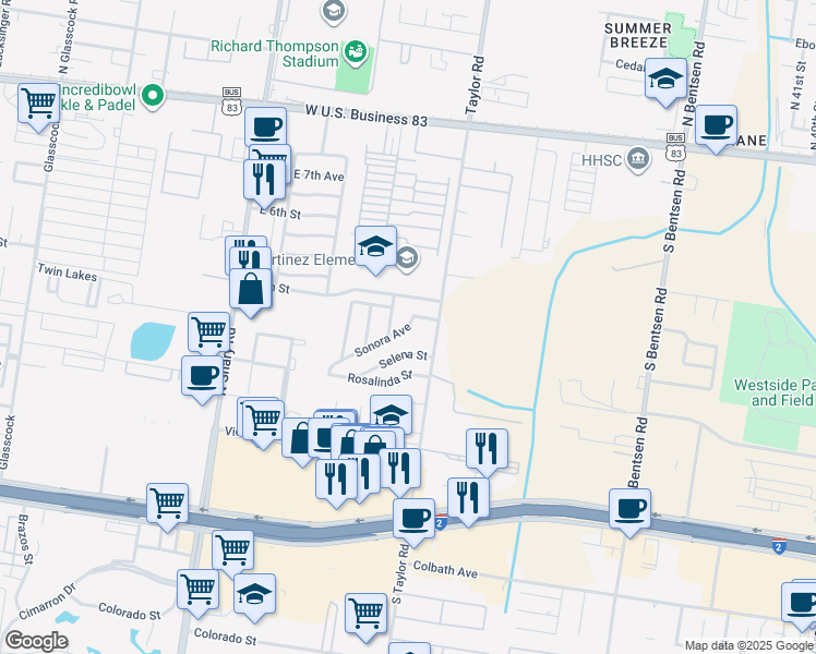 map of restaurants, bars, coffee shops, grocery stores, and more near 2715 Sonora Avenue in Mission