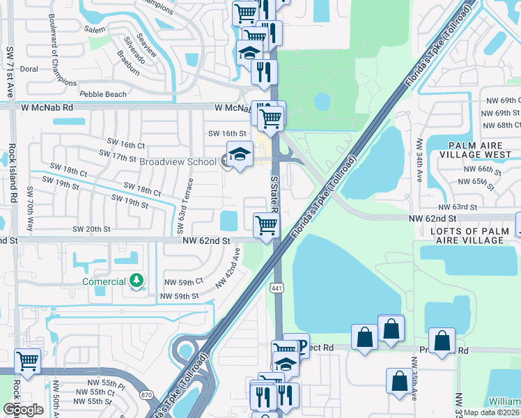 map of restaurants, bars, coffee shops, grocery stores, and more near 6035 Southwest 19th Street in North Lauderdale