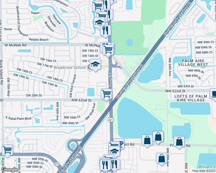 map of restaurants, bars, coffee shops, grocery stores, and more near 6035 Southwest 19th Street in North Lauderdale