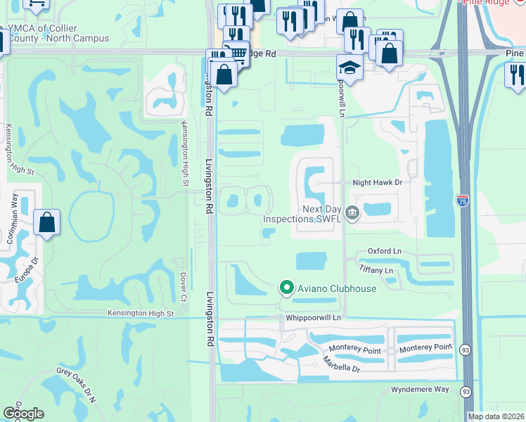 map of restaurants, bars, coffee shops, grocery stores, and more near 12980 Positano Circle in Naples