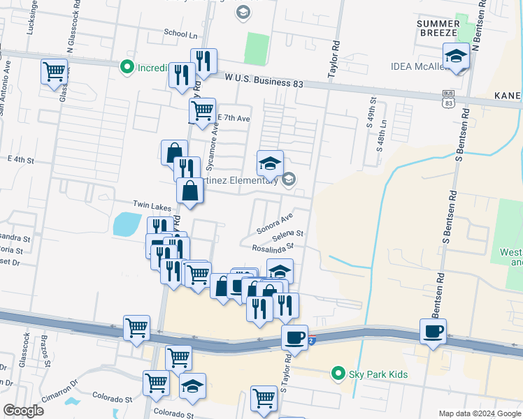 map of restaurants, bars, coffee shops, grocery stores, and more near 303 Driftwood Avenue in Mission