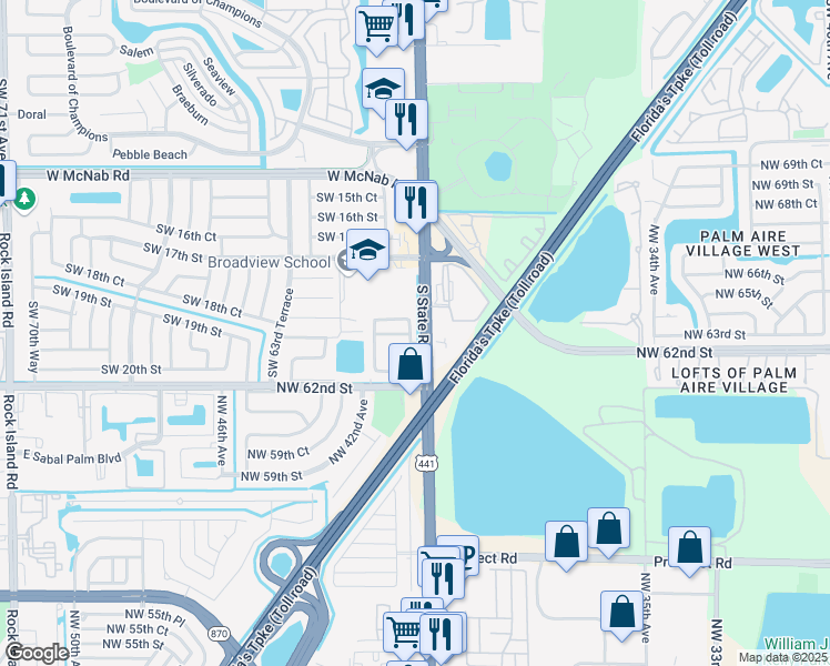 map of restaurants, bars, coffee shops, grocery stores, and more near 6035 Southwest 19th Street in North Lauderdale