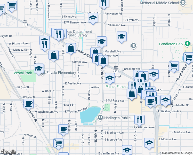 map of restaurants, bars, coffee shops, grocery stores, and more near in 
