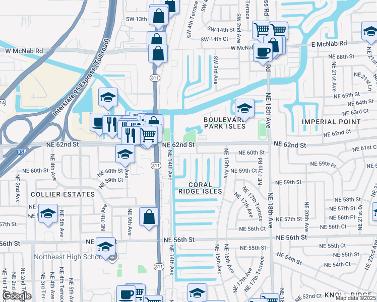 map of restaurants, bars, coffee shops, grocery stores, and more near in Fort Lauderdale
