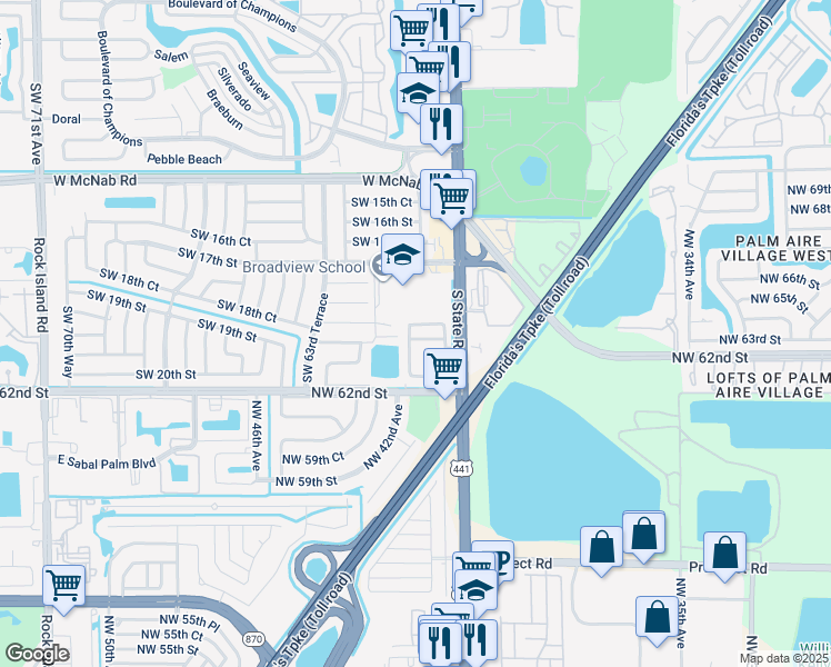 map of restaurants, bars, coffee shops, grocery stores, and more near 6035 Southwest 19th Street in North Lauderdale
