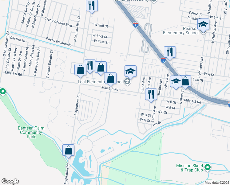 map of restaurants, bars, coffee shops, grocery stores, and more near 2817 7 South Mile Road in Mission