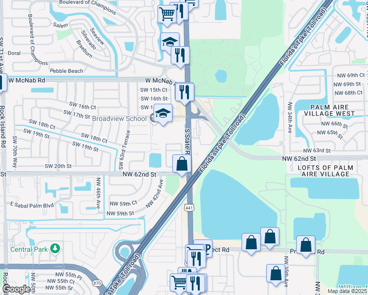 map of restaurants, bars, coffee shops, grocery stores, and more near 1912 Southwest 60th Avenue in North Lauderdale