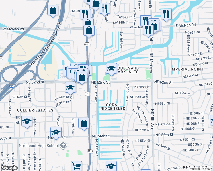 map of restaurants, bars, coffee shops, grocery stores, and more near in Fort Lauderdale