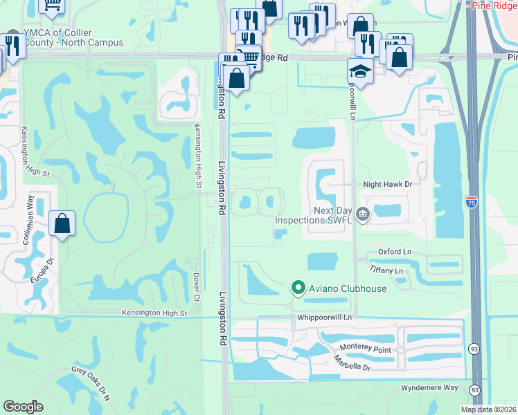 map of restaurants, bars, coffee shops, grocery stores, and more near 12970 Violino Lane in Naples