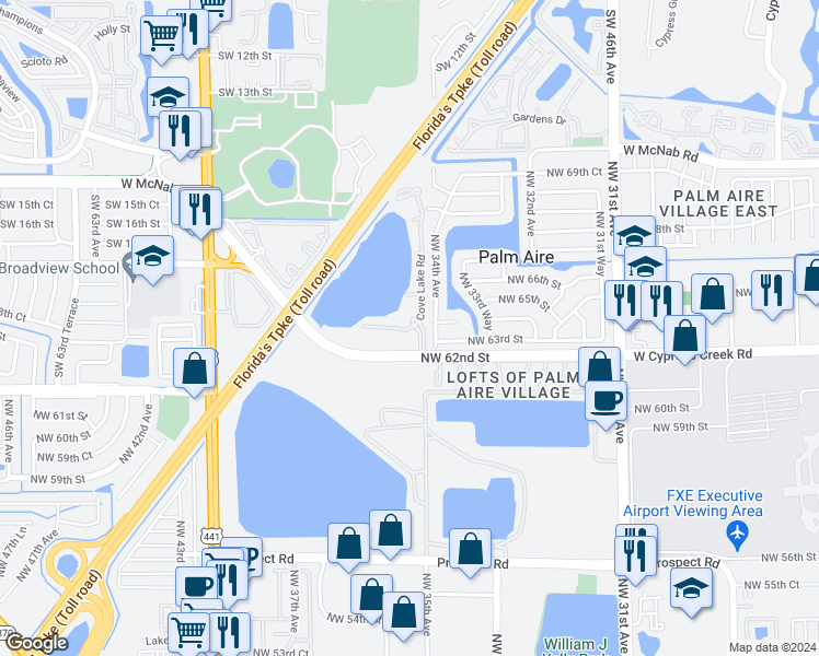 map of restaurants, bars, coffee shops, grocery stores, and more near 1949 Cove Lake Road in North Lauderdale