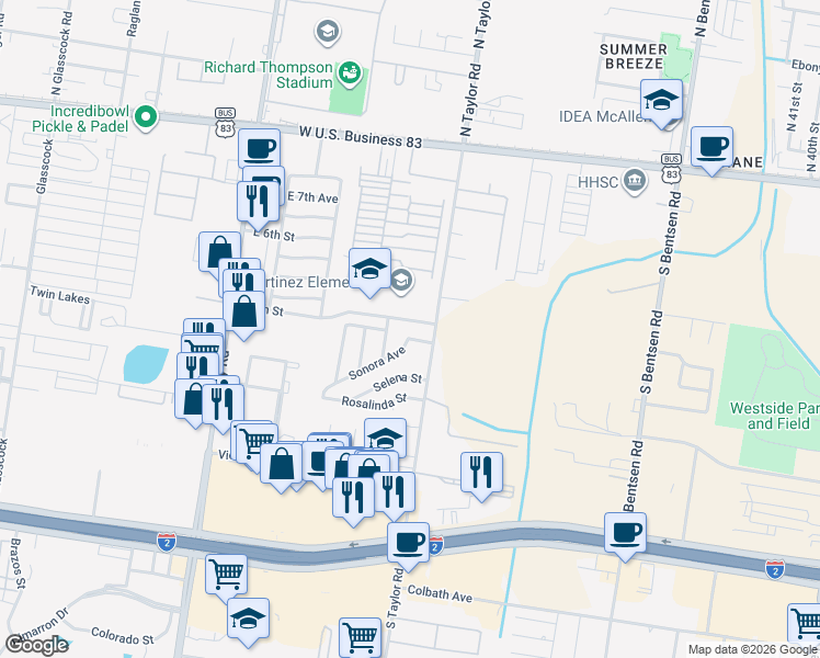 map of restaurants, bars, coffee shops, grocery stores, and more near 2715 Sonora Avenue in Mission