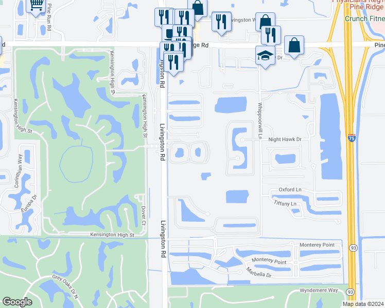 map of restaurants, bars, coffee shops, grocery stores, and more near 12980 Positano Circle in Naples