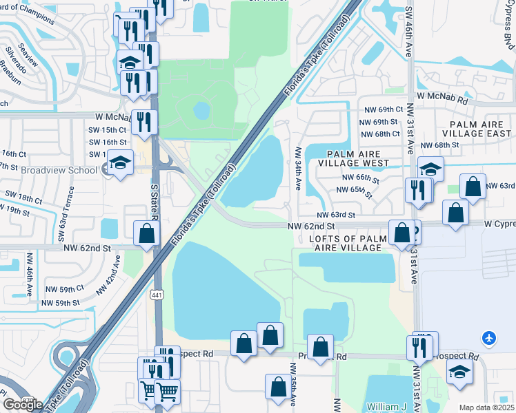 map of restaurants, bars, coffee shops, grocery stores, and more near Grover Road in North Lauderdale