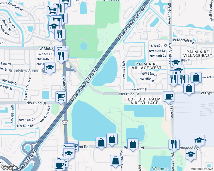 map of restaurants, bars, coffee shops, grocery stores, and more near Grover Road in North Lauderdale