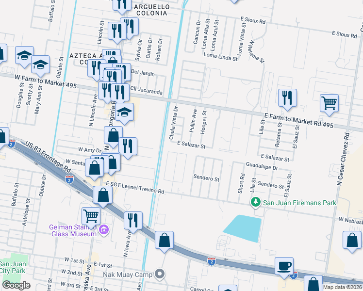 map of restaurants, bars, coffee shops, grocery stores, and more near 402 East Salazar Street in San Juan