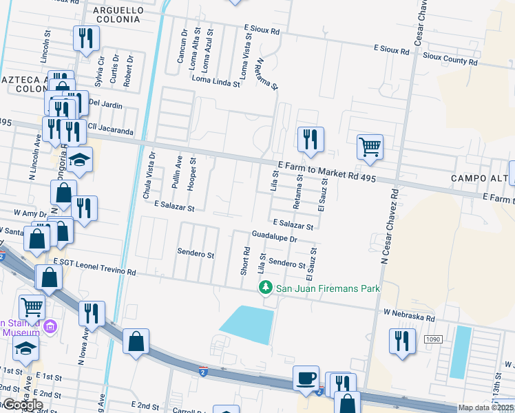 map of restaurants, bars, coffee shops, grocery stores, and more near 1403 Washingtonia Palm Avenue in San Juan