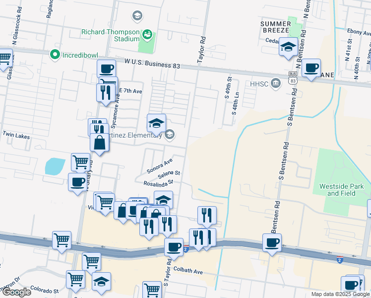 map of restaurants, bars, coffee shops, grocery stores, and more near 2807 Sonora Avenue in Mission
