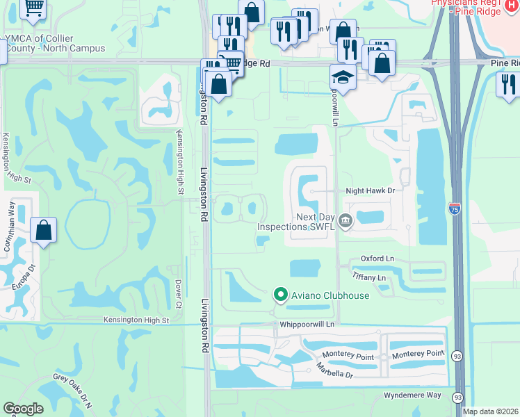 map of restaurants, bars, coffee shops, grocery stores, and more near 12980 Positano Circle in Naples