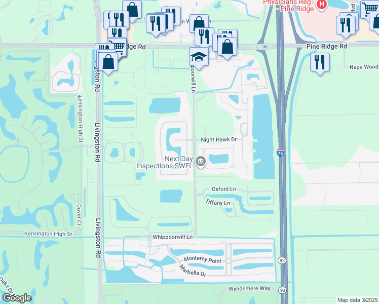 map of restaurants, bars, coffee shops, grocery stores, and more near 1674 Serrano Circle in Naples