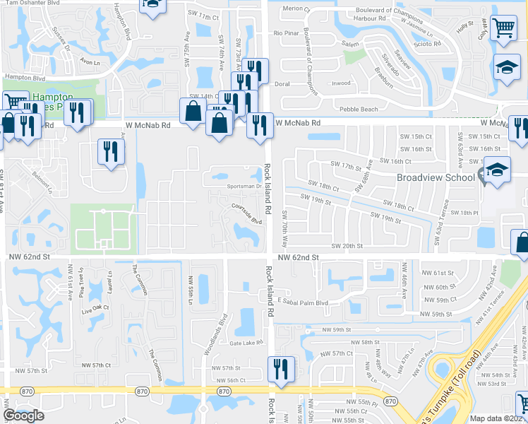 map of restaurants, bars, coffee shops, grocery stores, and more near 1812 Adventure Place in North Lauderdale