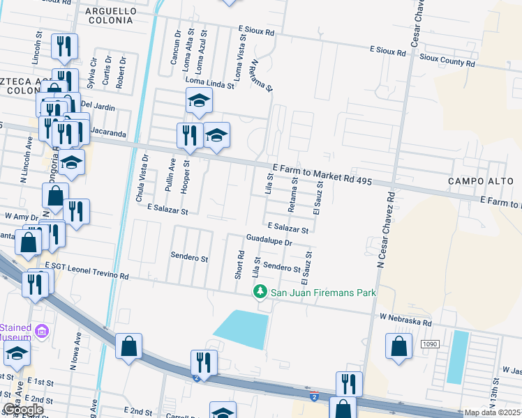 map of restaurants, bars, coffee shops, grocery stores, and more near 1403 Washingtonia Palm Avenue in San Juan