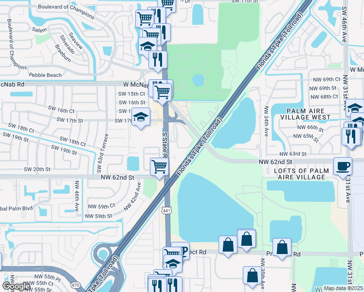 map of restaurants, bars, coffee shops, grocery stores, and more near 1790 South State Road 7 in North Lauderdale