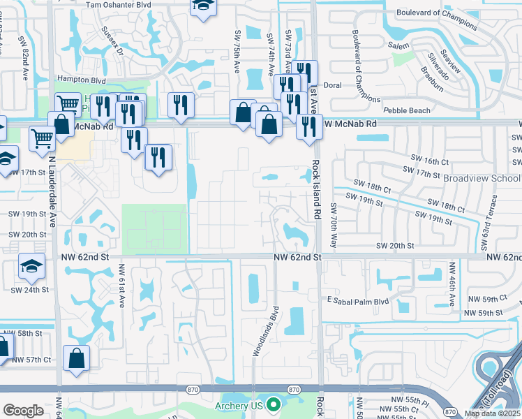 map of restaurants, bars, coffee shops, grocery stores, and more near 1932 Players Place in North Lauderdale