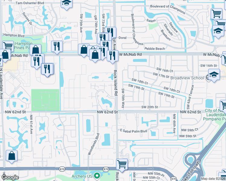 map of restaurants, bars, coffee shops, grocery stores, and more near 1812 Adventure Place in North Lauderdale