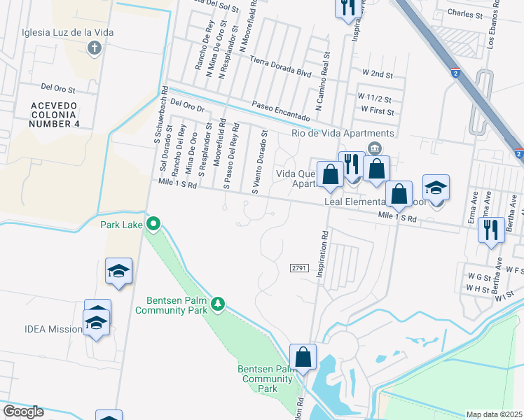 map of restaurants, bars, coffee shops, grocery stores, and more near 613 South Paseo Del Rey Road in Mission