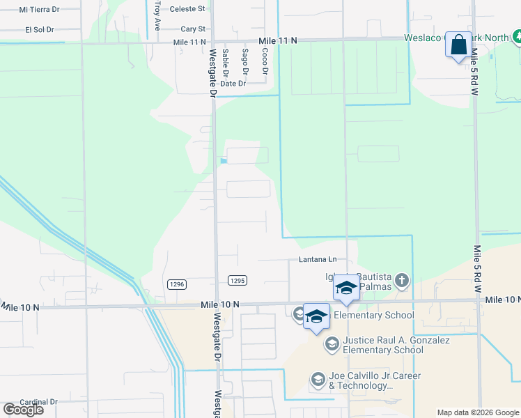 map of restaurants, bars, coffee shops, grocery stores, and more near 1318 Taylor Street in Weslaco