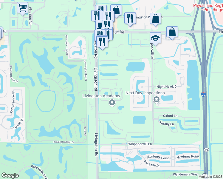 map of restaurants, bars, coffee shops, grocery stores, and more near Positano Circle in Naples