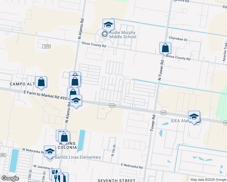 map of restaurants, bars, coffee shops, grocery stores, and more near 347 Titlest Drive in Alamo
