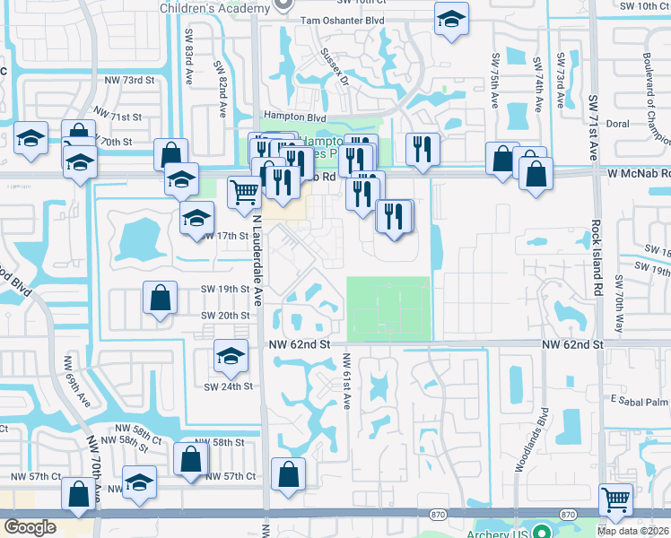 map of restaurants, bars, coffee shops, grocery stores, and more near 2009 Belmont Lane in North Lauderdale