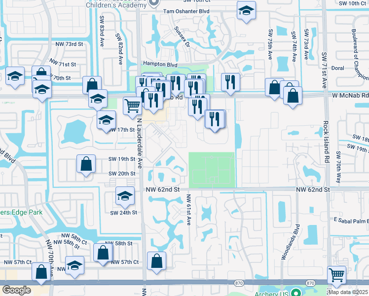map of restaurants, bars, coffee shops, grocery stores, and more near 1912 Belmont Lane in North Lauderdale