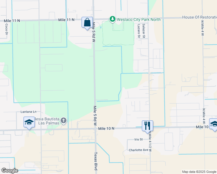 map of restaurants, bars, coffee shops, grocery stores, and more near 4556 Farm to Market 88 in Weslaco