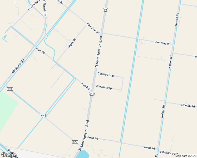 map of restaurants, bars, coffee shops, grocery stores, and more near 24393 State Highway 345 in Rio Hondo
