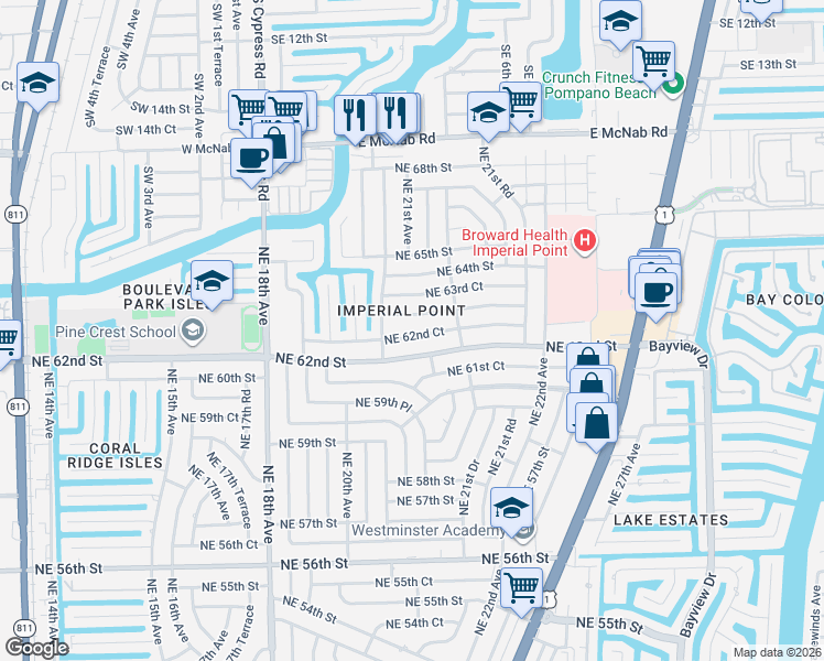 map of restaurants, bars, coffee shops, grocery stores, and more near in Fort Lauderdale